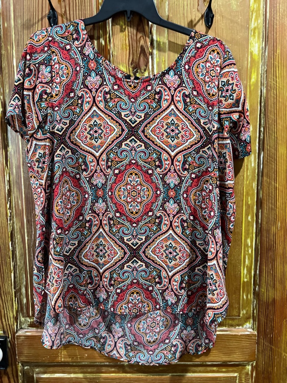 Eyeshadow Multicolor Short Sleeve Blouse